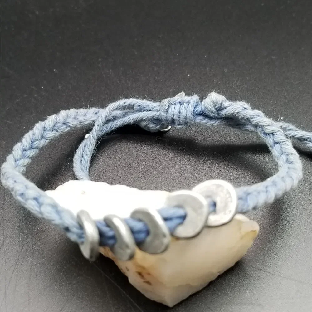 Sterling silver disc nugget bracelet minimalist braided sky blue jewelry. B308